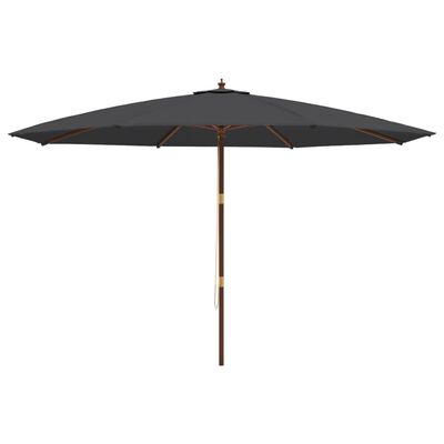 vidaXL Parasol ogrodowy na drewnianym słupku, czarny, 400x273 cm