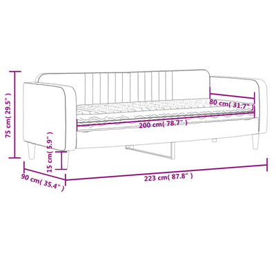 vidaXL Sofa z materacem do spania, jasnoszara, 80x200 cm, aksamit