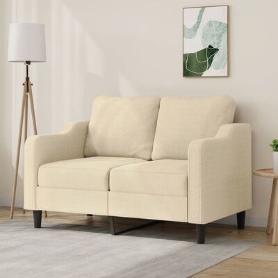 vidaXL 2-osobowa sofa, kremowa, 120 cm, tapicerowana tkaniną