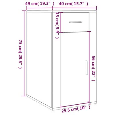vidaXL Szafka pod biurko, biała z połyskiem, 40x49x75 cm