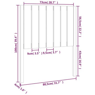 vidaXL Wezgłowie łóżka, 80,5x4x100 cm, lite drewno sosnowe