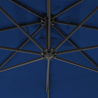 vidaXL Parasol wiszący ze stalowym słupkiem, 300 cm, niebieski