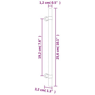 vidaXL Uchwyty do szafek, 5 szt., czarne, 192 mm, stal nierdzewna