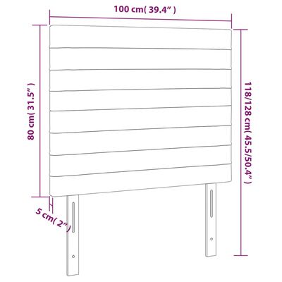 vidaXL Zagłówek do łóżka z LED, różowy, 100x5x118/128 cm, aksamit