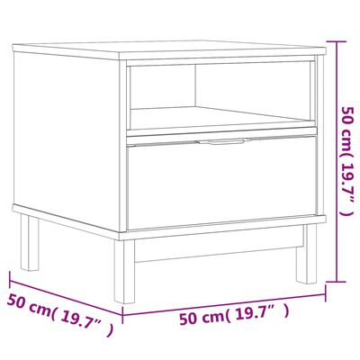 vidaXL Stolik boczny FLAM, 50x50x50 cm, lite drewno sosnowe