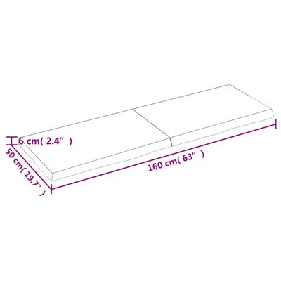 vidaXL Blat do łazienki, ciemnobrązowy, 160x50x(2-6) cm, lite drewno