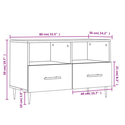 vidaXL Szafka pod TV, biała, wysoki połysk, 80x36x50 cm