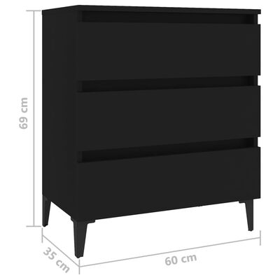 vidaXL Komoda, czarna, 60x35x69 cm, materiał drewnopochodny