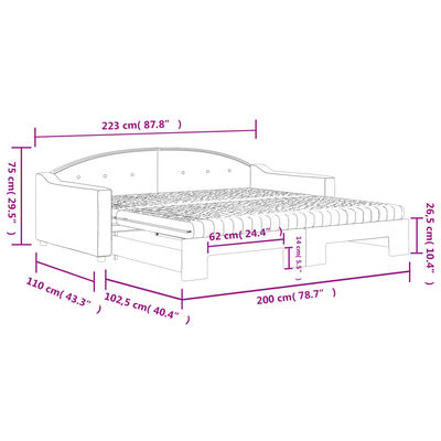 vidaXL Sofa rozsuwana z materacami, czarna, 100x200 cm, tkanina