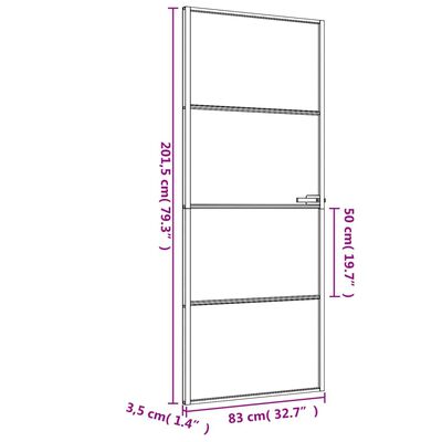 vidaXL Drzwi wewnętrzne, czarne, 83x201,5 cm, szkło i aluminium