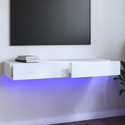 vidaXL Szafka pod TV z oświetleniem LED, biała, 120x35x15,5 cm