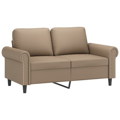 vidaXL 2-osobowa sofa z poduszkami, cappuccino, 120 cm, sztuczna skóra