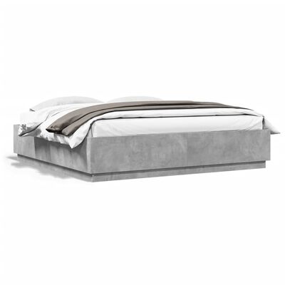 vidaXL Rama łóżka z LED, szarość betonu, 180x200 cm