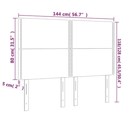 vidaXL Zagłówek do łóżka z LED, jasnoszary, 144x5x118/128 cm, aksamit