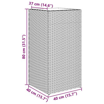 vidaXL Donice ogrodowe, 2 szt., czarne, 40x40x80 cm, rattan PE