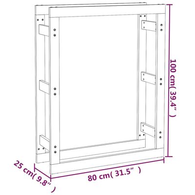 vidaXL Stojak na drewno opałowe, 80x25x100 cm, lite drewno sosnowe