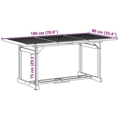 vidaXL 7-cz. zestaw mebli ogrodowych, 180x90x75 cm, drewno akacjowe