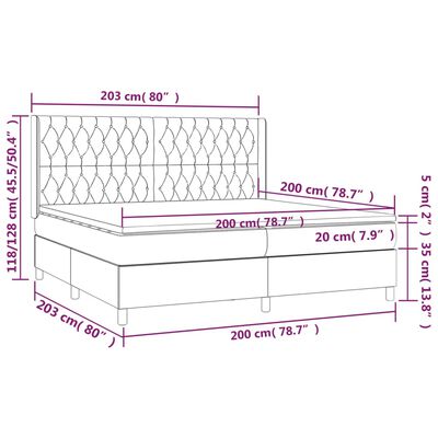 vidaXL Łóżko kontynentalne z materacem i LED zielony aksamit 200x200cm