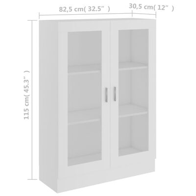 vidaXL Witryna, biała, 82,5x30,5x115 cm, materiał drewnopochodny