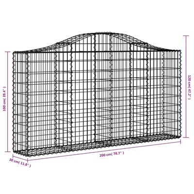 vidaXL Kosze gabionowe, 6 szt, 200x30x100/120 cm, galwanizowane żelazo