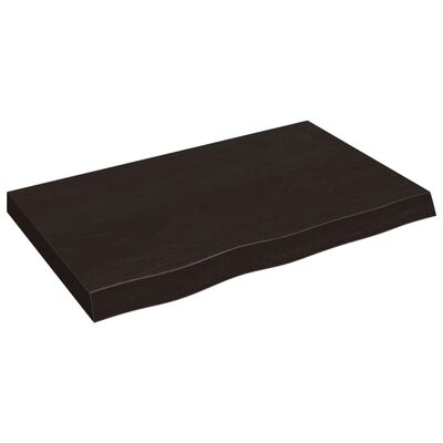 vidaXL Półka, ciemnobrązowa, 80x50x(2-6) cm, wykończone drewno dębowe