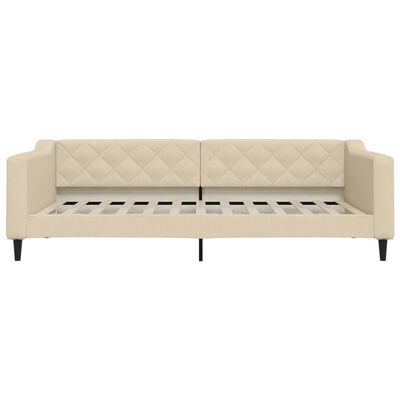 vidaXL Sofa rozsuwana z szufladami, kremowa, 100x200 cm, tkanina