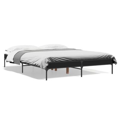 vidaXL Rama łóżka, czarna, 140x200 cm, materiał drewnopochodny