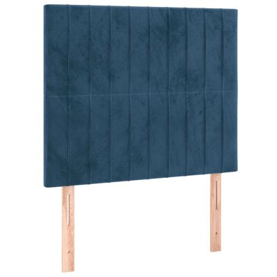 vidaXL Łóżko kontynentalne z materacem, niebieskie, aksamit, 90x200 cm