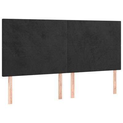 vidaXL Zagłówek do łóżka z LED, czarny, 160x5x118/128 cm, aksamit