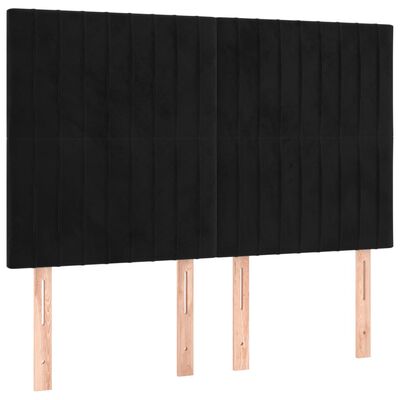 vidaXL Zagłówek do łóżka z LED, czarny, 144x5x118/128 cm, aksamit