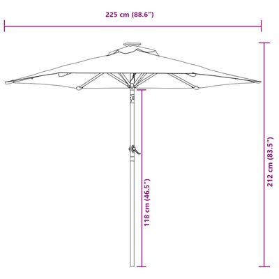 vidaXL Parasol ogrodowy na stalowym słupku, zielony, 225x225x212 cm