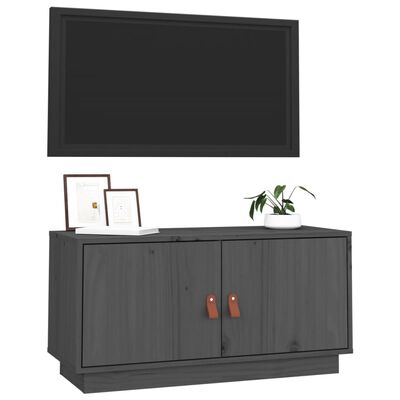 vidaXL Szafka pod TV, szara, 80x34x40 cm, lite drewno sosnowe