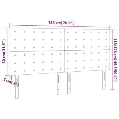 vidaXL Zagłówek do łóżka z LED, niebieski, 180x5x118/128 cm, tkanina