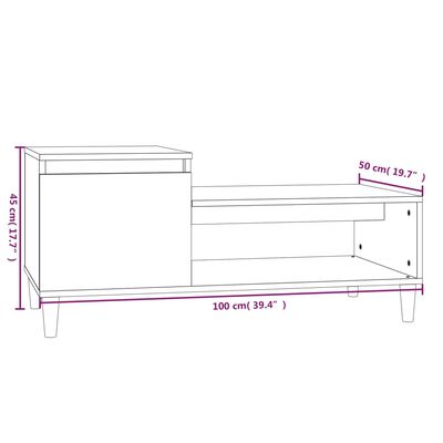 vidaXL Stolik kawowy, czarny 100x50x45 cm, materiał drewnopochodny