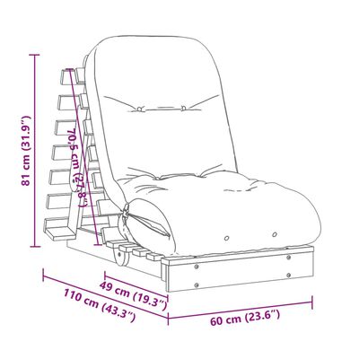 vidaXL Sofa rozkładana futon, z materacem, woskowy brąz, 60x206x11 cm