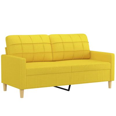 vidaXL Sofa 2-osobowa, jasnożółta, 140 cm, tapicerowana tkaniną