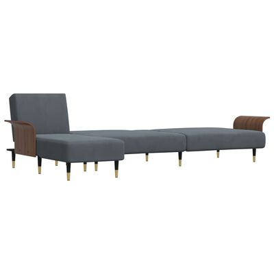 vidaXL Sofa rozkładana L, ciemnoszara, 279x140x70 cm, aksamit