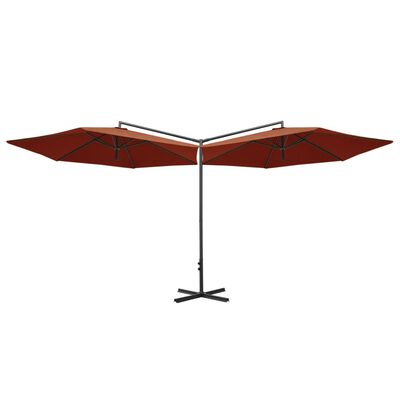 vidaXL Podwójny parasol ogrodowy, stalowy słupek, terakota, 600 cm