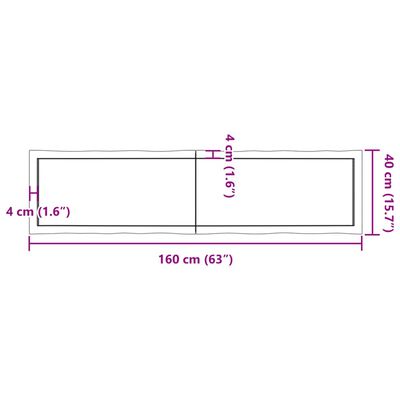 vidaXL Blat ciemnobrązowy 160x40x(2-6) cm drewno z naturalną krawędzią