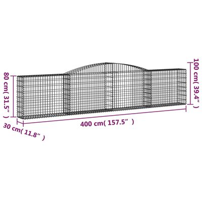 vidaXL Kosze gabionowe, 25 szt, 400x30x80/100 cm, galwanizowane żelazo