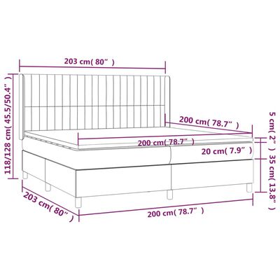 vidaXL Łóżko kontynentalne z materacem, ciemnoszara tkanina 200x200 cm