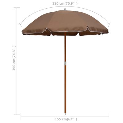 vidaXL Parasol ogrodowy na stalowym słupku, 180 cm, taupe