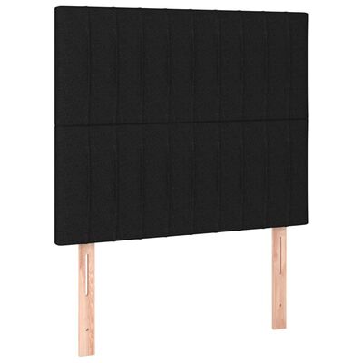 vidaXL Zagłówek do łóżka z LED, czarny, 100x5x118/128 cm, tkanina