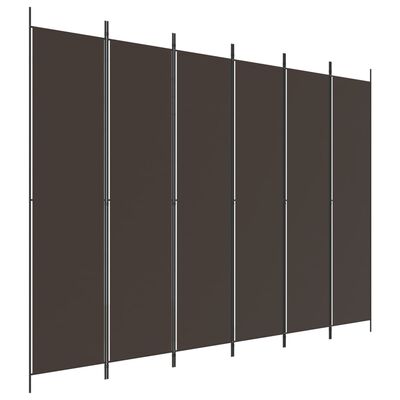 vidaXL Parawan 6-panelowy, brązowy, 300x220 cm, tkanina