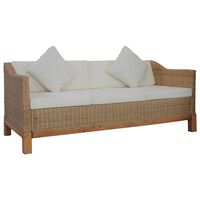 vidaXL 3-osobowa sofa z poduszkami, naturalny rattan