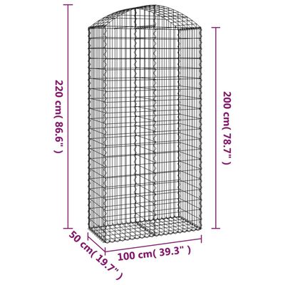 vidaXL Łukowaty kosz gabionowy 100x50x200/220 cm, galwanizowane żelazo