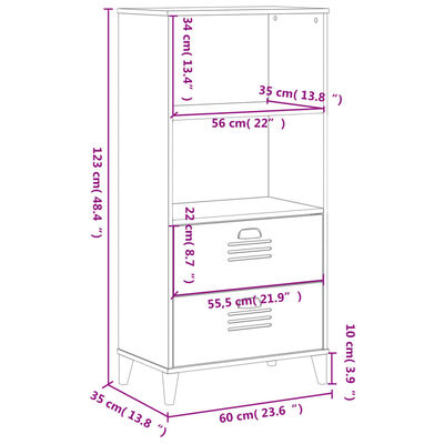 vidaXL Regał VIKEN, czarny, 60x35x123 cm, materiał drewnopochodny