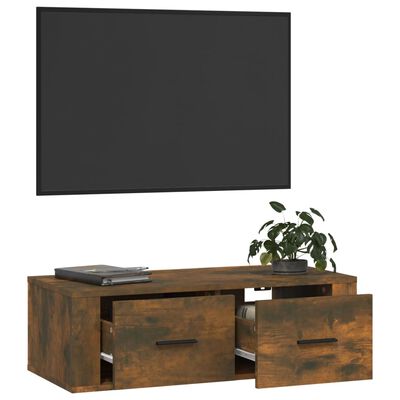 vidaXL Wisząca szafka pod TV, przydymiony dąb, 80x36x25 cm