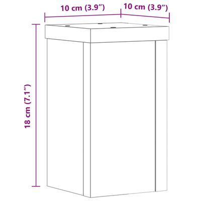 vidaXL Podstawki pod doniczki, 2 szt., czarne, 10x10x18 cm