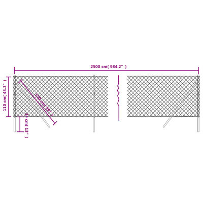 vidaXL Ogrodzenie z siatki, antracytowe, 1,1x25 m